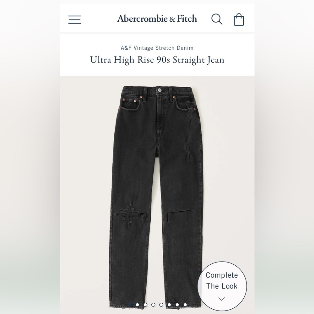 Abercrombie and Fitch The 90s Straight Ultra High Rise black ripped jeans